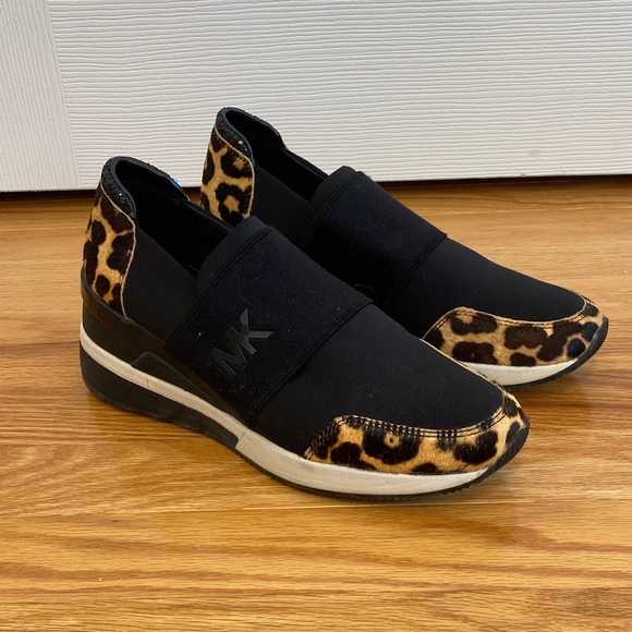 Michael Kors Black and Gold Slip-On Sneakers - Picture 1 of 8